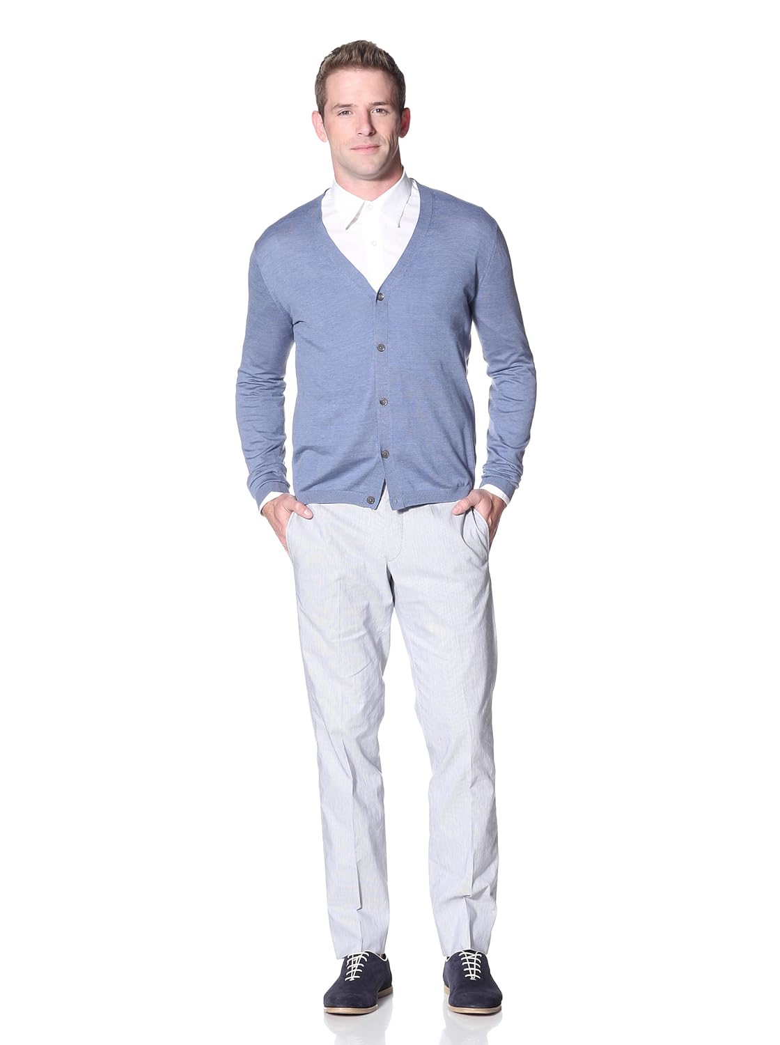 pringle of 苏格兰男式长袖开衫 牛仔蓝 medium